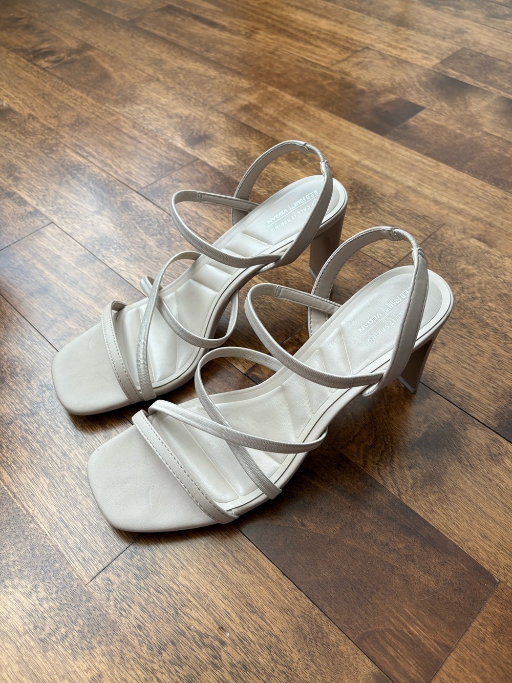 Nude Strappy Block Heel Sandals